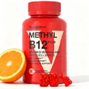 Vegan Vitamin D3 & B12 Gummies, Methyl B12 Supplemento per adulti e bambini, potenziato con vitamina D 3 per l'energia naturale, Immune, Metabolismo & Focus, Arancione, 90 Gummies