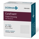 Dynarex 3012 CuraFoam Foam Dressing, Non-Bordered, Sterile, Fornisce Cuscinetto Cuscino Cuscino e Moist, 4" x 4.25", Confezione da 10