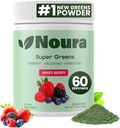 Super Greens Powder, 60 Servings - Immunity, Digestive Enzymes & Probiotics for Energy, Gut Health, Bloating Relief for Women - Greens Superfood Powder - Bacche miste
