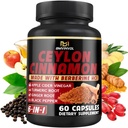 Ceylon Cinnamon Capsule con Berberina HCl, Aceto di Sidro di Mele, Turmerico, Ginseng, Pepe Nero - 6in1 per Supporto Funzione Immune - 60 Conte