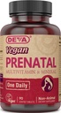 Deva Vegan Prenatal Multivitamina e Supplemento Minerale - Una volta per giorno Formula - Vitamine A, C, D, E, K, B Complex, con Folate & Chelated Iron - 90 compresse rivestite, 1-Pack