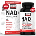 FORCE FACTOR NAD+ (NMN o Nicotinamide Riboside Alternative) con Resveratrolo, Astaxantina, Spermidina & Luteolin Complex, NAD per sostenere la salute cellulare e l'invecchiamento sano, 60 capsule