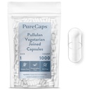 PureCaps USA - Empty Vegetarian Vegan Pullulan Pill Capsules Size 1 | 1.000 Pills Joined| Clear| Non-GMO Certified | SLS, Gluten, Preservative Free