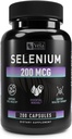Integratore di capsule di selenio | 200mcg | Supporto Antiossidante sano, Immune, riproduttivo e salute della tiroide* | Non-OGM, terza parte testato | 200 capsule