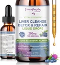 GREENPEOPLE Liver Cleanse Detox & Repair Drops - Supplemento al fegato w/Milk Thistle Silymarin, Artichoke & Dandelion per Liver Detox & Support- 16x Potent Herb-Nutrients - 2Fl Oz Blueberry Flavor