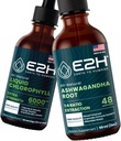 E2H: Liquid Chlorophyll e Ashwagandha Liquid Drops | Vegan, Non-GMO - 2 Fl Oz Ogni (4 Fl Oz Totale) - Bundle