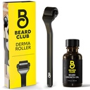 Il Beard Club Derma Roller & Beard Growth Oil - Rullo Microneedling con 540 Microneedles in titanio per viso, Corpo & Scalp - Rullo del cuscinetto con olio del cuscinetto di legno & Cedar