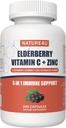 5 in 1 supplemento di supporto immunitario di sambuco, Booster immunitari giornalieri per gli adulti Antiossidanti supplemento, sambuco 1000 mg, vitamina C, zinco, echinacea, zenzero, 300 capsule vegane - 5 mesi