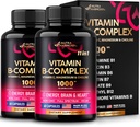 Vitamina B Complesso per uomini e donne - Made in USA - 11-in-1 B-Complex: B1, B2, B3, B5, B6, B7, B7, B8, B9, B12 con vitamina C, Choline, Inositol - Energy, Brain & Heart Support Supplement - Confezione di 2