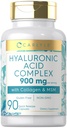 Carlyle Hyaluronic Acid Complex 900 mg | con collagene e MSM | 90 capsule | Non OGM, Gluten Free Supplement