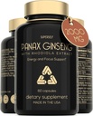 Panax Ginseng e Rhodiola Rosea 2000mg - Ginseng coreano ad alta resistenza 60 capsule - Integratore a base di erbe per uomini e donne - Complesso energetico con Ginseng Root Extract Standardized 7% Ginsenosides - US Made
