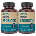 DEVA Vegan Probiotics con FOS Prebiotics Supplement - 2 miliardi di CFU con 100 MG di Prebiotici Per Servere per Uomini & Donne - Glutine Non-Dairy Gratuito - Naturale Scaffale Stabile - 90 capsule (Pack of 2)