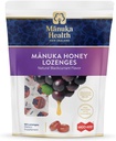 Manuka Health Manuka Honey Throat Lozenges - Blackcurrant Flavored Lozenges, 58-Count - Cough Drops Infuso con Raw Manuka Honey & Vitamin C per il supporto immunitario
