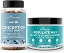 Concezione per le sue capsule + Regolare MAX Myo-Inositol D-Chiro Inositol Powder - Supporto per fertilità, bilancia dell'ormone, cicli di regolazione - 60 capsule vegetali vegetariane + 60 Serve polvere