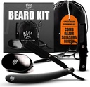 Royal Clips Beard Kit | 4 Piece Beard Grooming Kit | Brush Beard, Pettine, Forbici e Rasoio dritto - regalo ideale per gli uomini, marito, amici, famiglia & amici