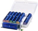 Metal Weekly Pill Organizer 2 volte al giorno, Lega di alluminio Portable Travel Pill Box 7 giorno, AM PM Twice Daily Pill Case for Vitamin, Medicine, Supplemento, Fish Oil