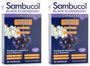 Sambucol Black Elderberry Capsule - Immune Avanzato, Vitamina C e Zinco, Elderberry Capsule, Supporto Immune, Integratori Black Elderberry, Gluten Free, Facile da Ingoiare Capsule - 30 Conte, 2-Pack