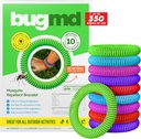 BugMD 10 Pack Braccialetti di zanzara, bande senza DEET per adulti e bambini, Citronella naturale e impermeabile per campeggio, escursionismo, spiaggia, viaggi &amp; outdoor Essentials