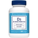 La Vitamina Shoppe Vitamina D3 1000IU Softgel, Supporta la Salute Bone & Immune, Aids in Crescita Cellulare & Assorbimento di Calcio, Gluten Free & Una volta Formula Giornaliera (200 Softgels)
