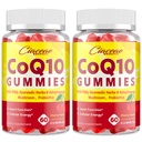 CoQ10 Gummies con PQQ - 400 MG Coenzyme Q10 alta potenza, potenziato con erbe ayurvediche, adaptogenic Mushroom Blend & Probiotics per cuore, cervello, energia, immunità, Cherry Flavor, 120 Vegan Gummies