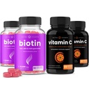 NutraChamps Biotin Gummies (2 Pack) e Vitamina C Capsule (2 Pack) 4 Pack Bundle