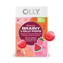 OLLY Focus Buddies L’OLLY Pops, Cognizin, Vitamine B6 e B12, Omega-3 ALA, Supporta l’attenzione concentrata e la funzione sana del cervello,* Bambini 4+ Integratore alimentare, Aroma di fragola di anguria, 25 Conte