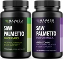 HAVASU NUTRITION Sega notturna Palmetto con Melatonina (60 Serve) & Daytime Saw Palmetto Capsule (100 Serve)