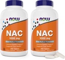 NOW Foods NAC 1.000 mg, 250 compresse (Pack of 2), N-Acetyl-Cysteine Supplement, 1000mg (1 gram) per Tablet - Vegetariano, Non OGM