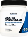 Nutricost Creatina Monoidrato Polvere micronizzata 1 LB (454 Grammi), 5000mg per Serv (5g) - Monoidrato di creatina micronizzato