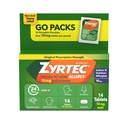 Zyrtec 24 ore Allergy Relief Tablets, Antihistamine Indoor & Outdoor Anti Allergy Medicine + Cetirizine HCl, Rilievo da Runny Nose, Sneezing, & Itchy Eyes, Single Packs, 14 x 1 ct Packets
