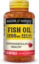 MASON NATURAL Fish Oil 1,200 mg Omega-3 360 mg - Cuore sano, Supporta funzione circolatoria, Migliorata salute cardiovascolare, 120 Softgels