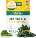 Spirulina Spirulina Spirulina - Organic USDA, Spirulina Premium e Chlorella Tablets 1000 Count - Sun Chlorella Pure Natural Superfood with Algae, Enzymes Chlorophyll & Vegan Protein