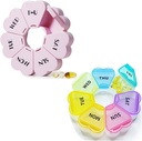 MOLN HYMY Cute settimanale scatola di pillole 7 giorno, cuore a forma di vaso organizzatore 1 volta al giorno, contenitore di pillole rosa viola una volta al giorno, grande dispensatore di medicina per vitamina / olio di filtrazione / medicazione / materie
