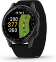 Garmin Approach® S50, Advanced Golf GPS Smartwatch, AMOLED Display, On-Course Features, Tasso cardiaco da polso, Lunetta in alluminio ardesia con Black ComfortFit Nylon Band