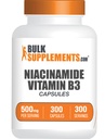 BulkSupplements.com Capsule Niacinamide - Supplemento Niacinamide, Integratore di vitamina B3, Niacinamide 500mg - Gluten Free, 1 Capsule per Serving, 300 Capsule (Pack of 1)