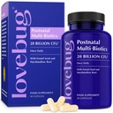 Lovebug Probiotici Postnatal - 20 miliardi di CFU Multi Strain per l'allattamento al seno - con fieno greco, cardo al latte e finocchio, Supporta latte materno e salute del fegato, Postpartum Essentials, 30 capsule