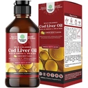 Olio di fegato di colata selvatica islandese - Gocce di olio di pesce con Omega 3, EPA, DHA, vitamina D & A - Supplemento di fegato di cod liquido per il cuore, giunto, cervello e supporto immunitario - 240 ml (8 oncia)