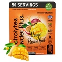 PolvereVitamin Electrolytes Powder Plus (50 Servings) Mango Passionfruit Polvere elettrolita Zero Calorie Keto, 0 Zucchero, No Maltodextrin, 1000mg Potassium, 120mg Calcium, 120mg Magnesio, Polvere di idratazione