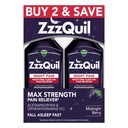 Liquido ZzzQuil, Rilievo di dolore di massima resistenza, Liquido di aiuto di notte, Acetaminophen 1000mg, Difenidramina 50mg HCI, Formatura non-Habit, Aroma di bacca di mezzanotte, 2 Pack, 24 FL OZ