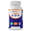 Vitamatic ADK Vitamin Supplemento, 180 Veg Capsule, Alta Potenza Vitamine A, D3, K2 per Bone Salute, Assorbimento di Calcio, Non OGM, Gluten Free