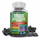 Shilajit Gummies con Irish Sea Moss Black Seed Oil Ashwagandha Ginger Elderberry Vitamin D3 Chlorophyll Turmeric Bladderwrack Advanced Strength Formula Resina Shilajit per uomini e donne
