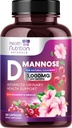 D-Mannose Supplemento 1,350mg - con Mirtillo, Hibiscus & Dandelion - Fast-Acting, Natural Urinary Tract & Bladder Support for Women & Men – Flush & Cleanse Impurities – Non-GMO, Vegan – 180 capsule