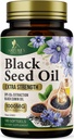 Black Seed Oil Softgels 1000mg - Premium Nigella Sativa Blackseed, Pure Natural Black Cumin Seed Oil & Antiossidante per Skin & Immune Support - Non OGM, Bottigliato in USA Supplement - 180 Softgels