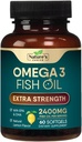 Omega 3 Fish Oil Supplement 2400 mg - Tripla resistenza EPA & DHA Fish Oil Omega 3, acidi grassi essenziali Supplemento Softgels, Brain & Heart Health Support Supplements, Gluten Free Non-GMO, 60 Softgels
