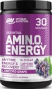 Optimum Nutrition Amino Energy - Pre allenamento con tè verde, BCAA, aminoacidi, Keto Friendly, Estratto di caffè verde, Polvere di energia - Uva Concord, 30 Serve