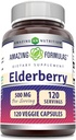 Incredibile Formulas Elderberry Supplemento | 500 Mg Per Serving | 120 Veggie Capsule | 10:1 Concentrato | Non-GMO | Gluten-Free | Made in USA