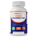 Vitamatic Virgin Coconut Oil Softgels, 3000 mg Per Serving, 60 Serve, 180 Conte, Non OGM, Gluten Free