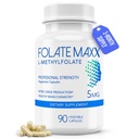 FolateMaxx L-metilfolato 5mg, 90 capsule – Medico formulato Methyl Folate Supplemento per le donne e gli uomini – Alta potenza 5-MTHF per l'energia, Mood & Focus – Non-GMO, Gluten-Free (3-Month di alimentazione)