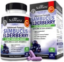 Capsule Elderberry con Zinco e Vitamina C per Adulti - Supporto Immune Vitamine per Donne e Uomini - Black Sambucus Elderberry Vitamina C e Zinco - Integratore Multiminerals Difesa Immune, 60 Conte