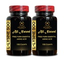 Integratori di amminoacidi L-LYSINE - Integratore di lisina Supporta tessuto lipore sano e orale, cloridrato di lisina di aminoacido, equilibrio di azoto - 2 bottiglie 200 conti